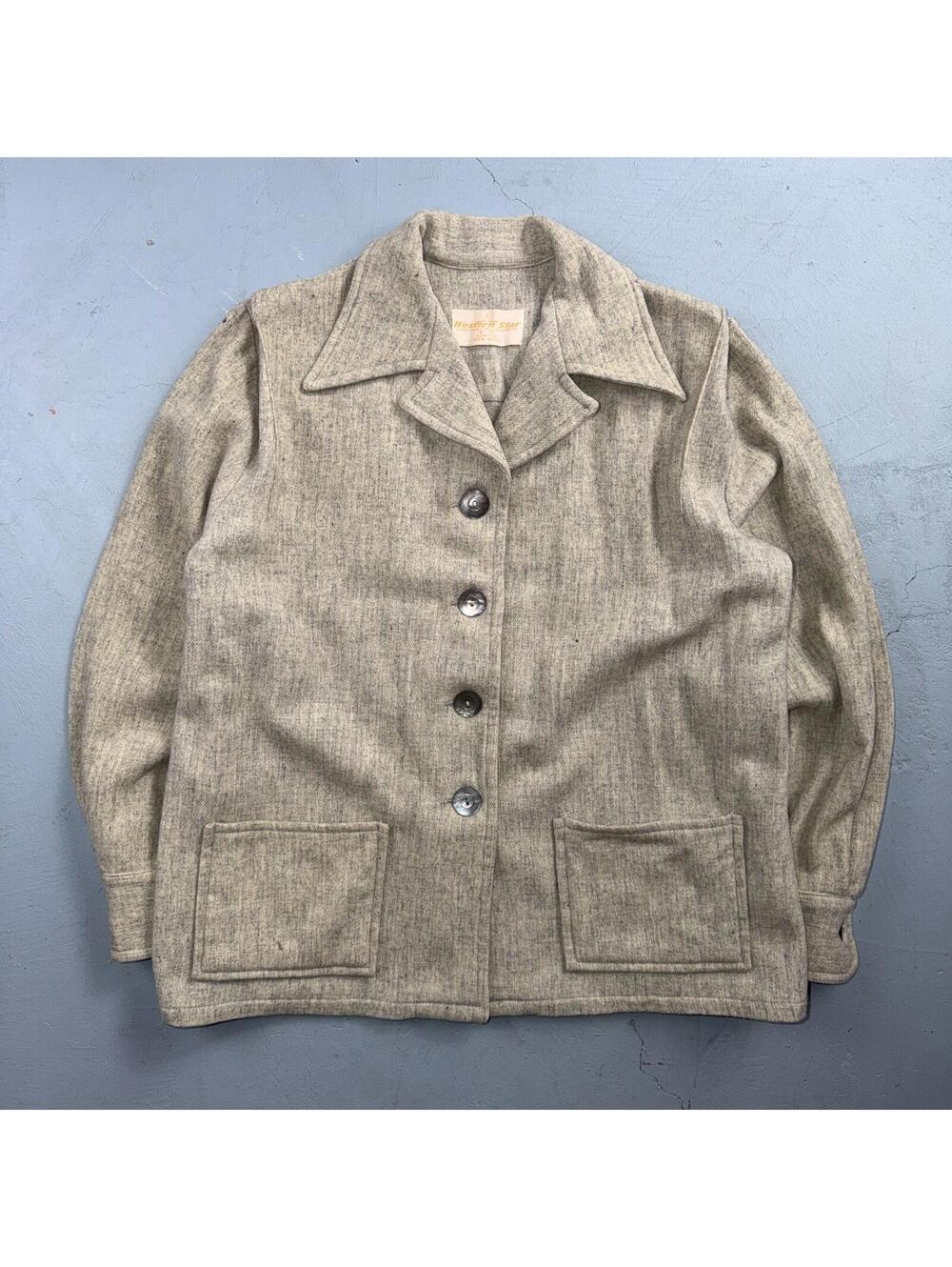 Vintage 1950s Western Star 49er Jacket Women’s Wool Coat Gray Pinup Rockabilly